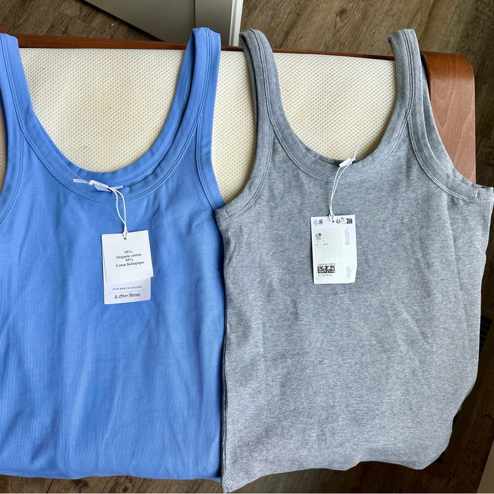 & Other Stories Blue and Gray Tank Tops